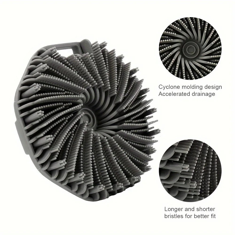 Gentle Silicone Back Brush With Handle For Effective Body Exfoliation