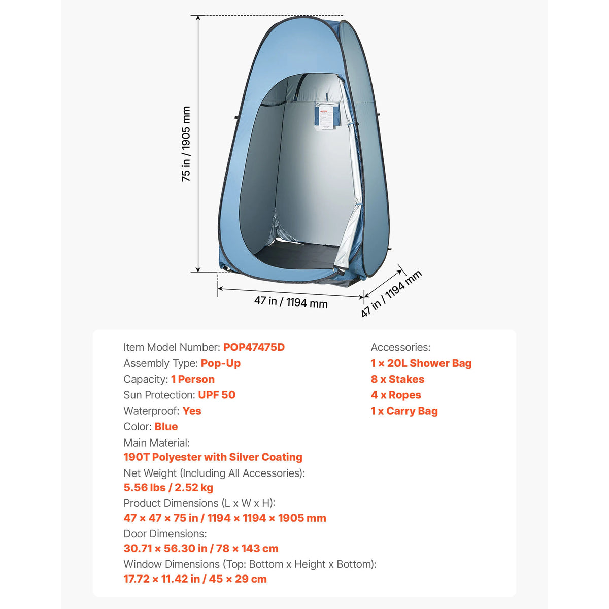 SucceBuy Portable Pop Up Shower Tent With Carry Bag