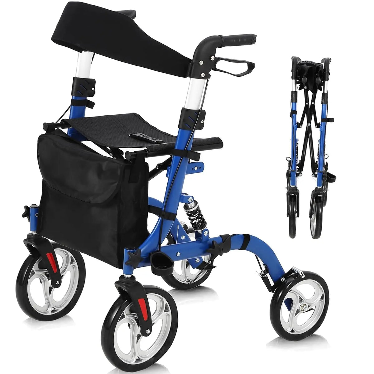 Aluminum Foldable Rollator Walker With Seat And Backrest For Seniors