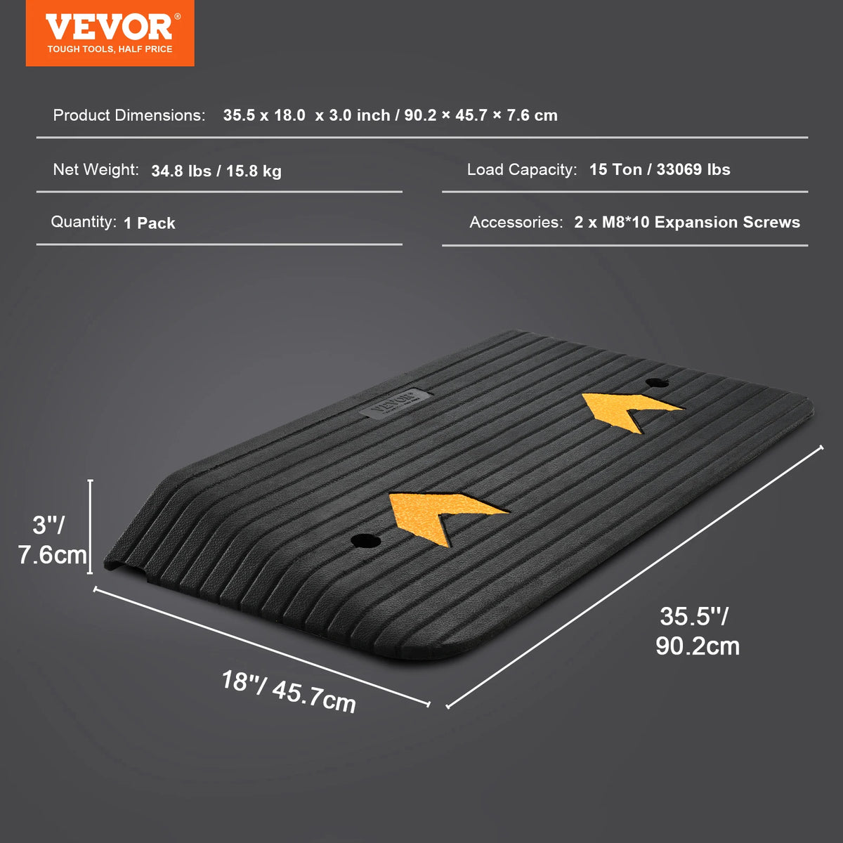 SucceBuy Portable Non Slip Rubber Driveway Curb Ramp for Vehicles