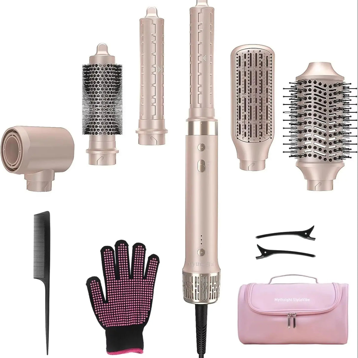 Mythsight 6-In-1 Auto-Wrap Hot Air Hair Styler Brush