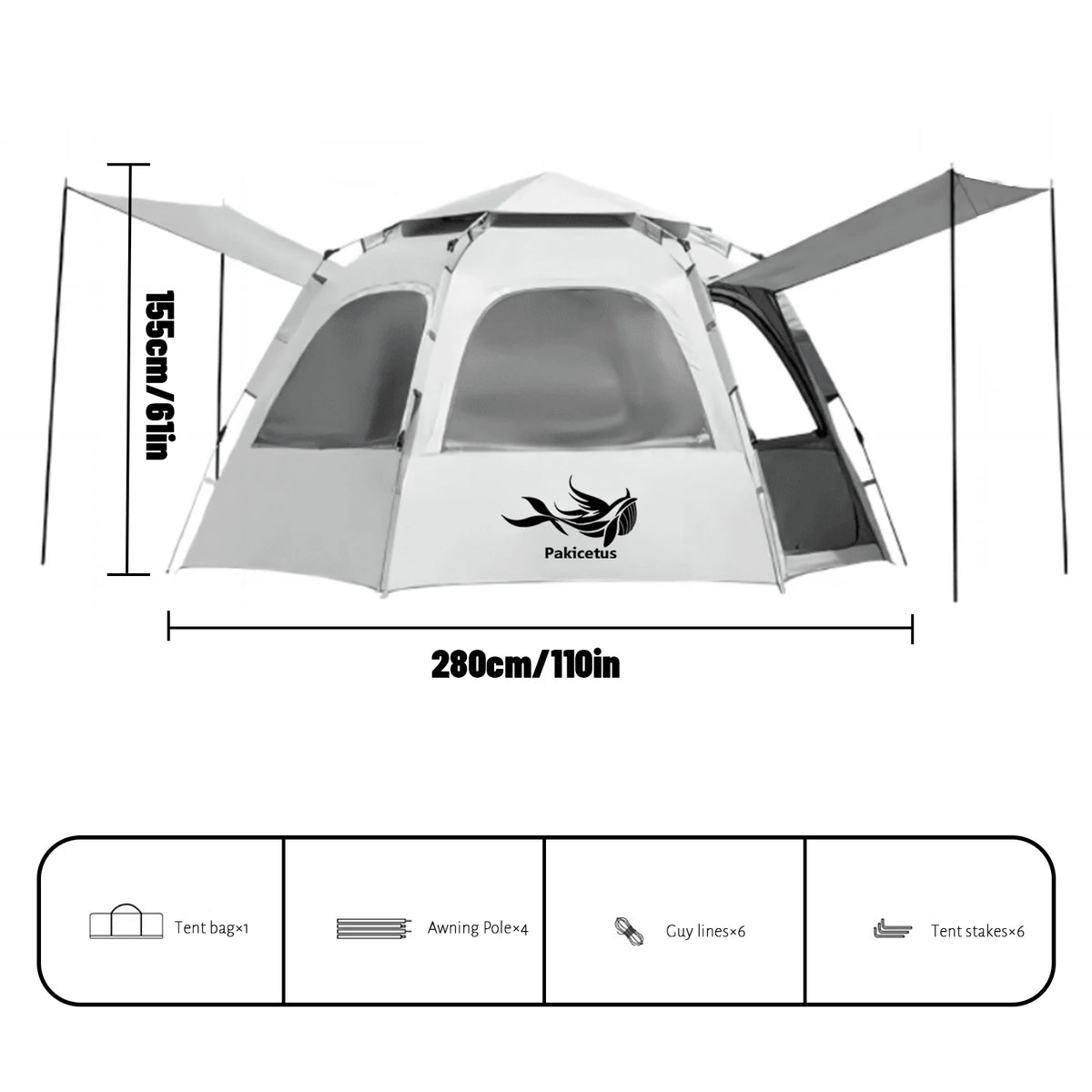 Pakicetus Automatic Hexagonal Camping Tent With Ventilated Mesh Walls