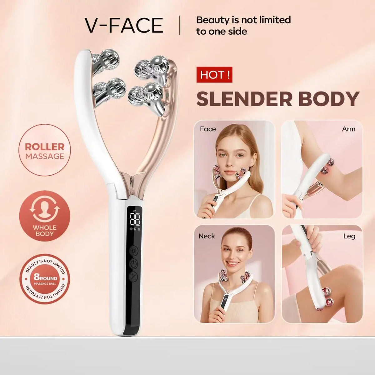 Wireless Rechargeable Facial And Neck Massager With Contouring Tool