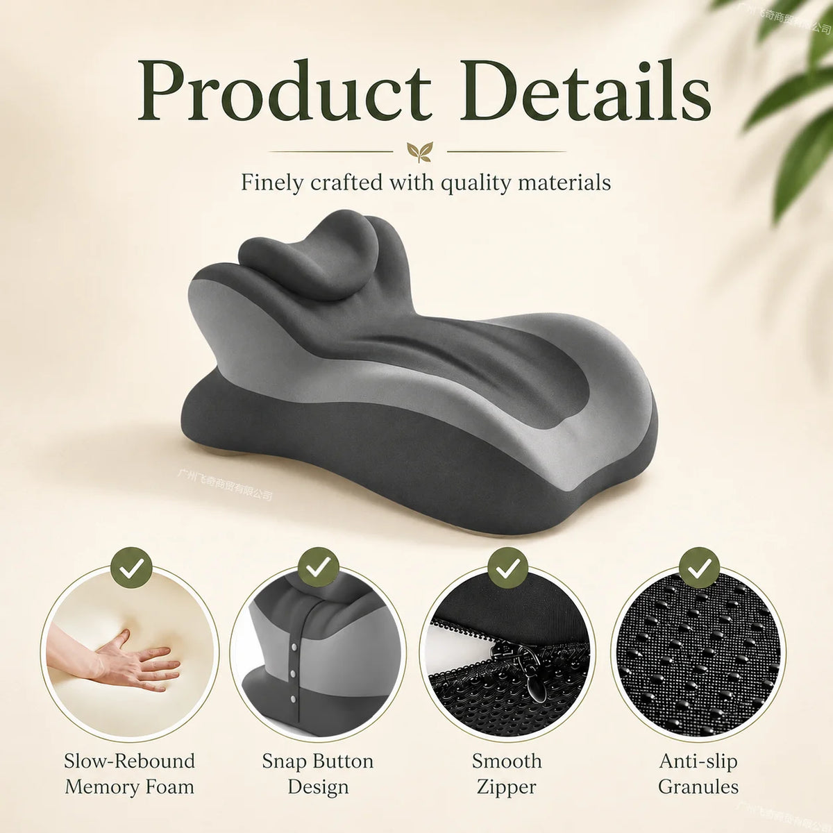 Ergonomic Memory Foam Prone Reading Pillow With Removable Headrest