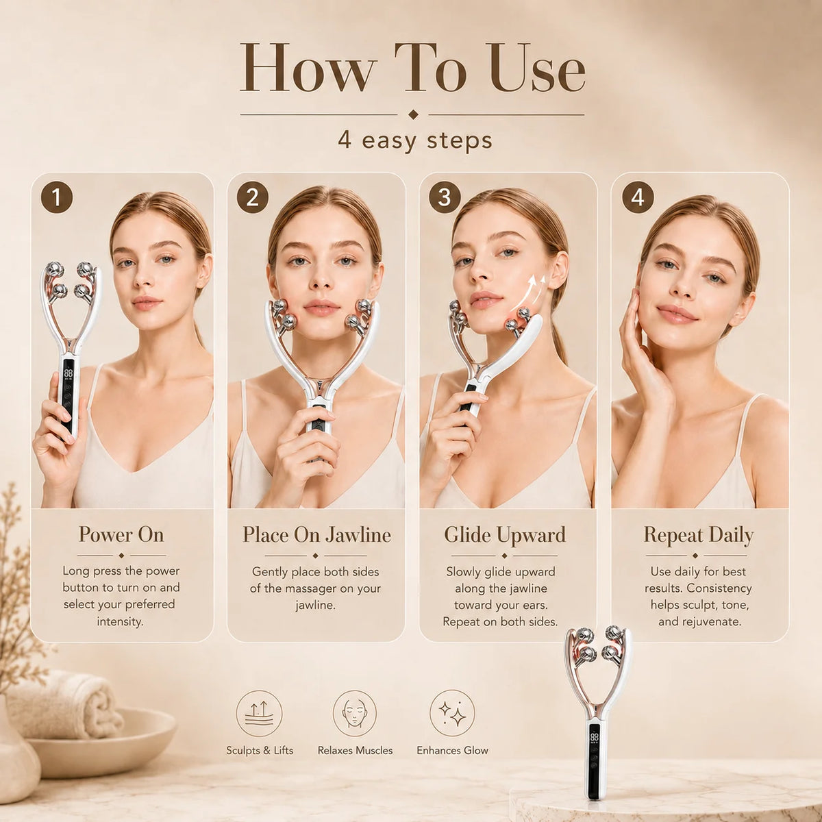 Electric Face And Neck Roller Massager For Daily Skincare Routine