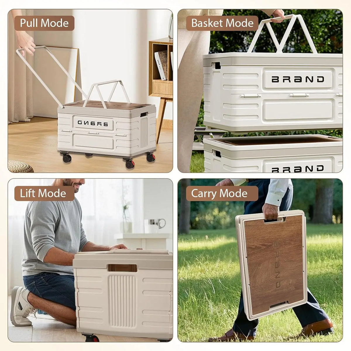 Heavy Duty Foldable Storage Cart With Quiet Rolling Wheels