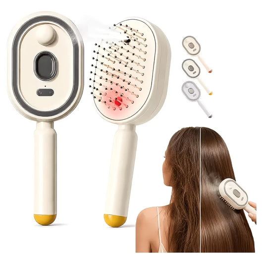 Electric Mist Hair Brush With Scalp Massager For Detangling
