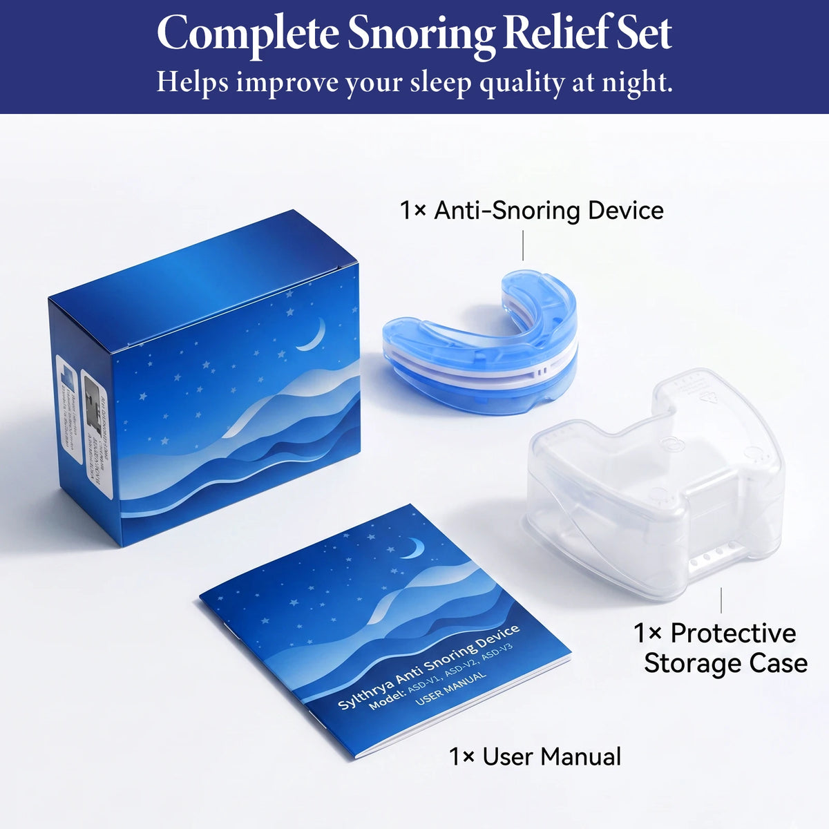 Adjustable Anti Snoring Mouthpiece For Adult Custom Fit Sleep Aid
