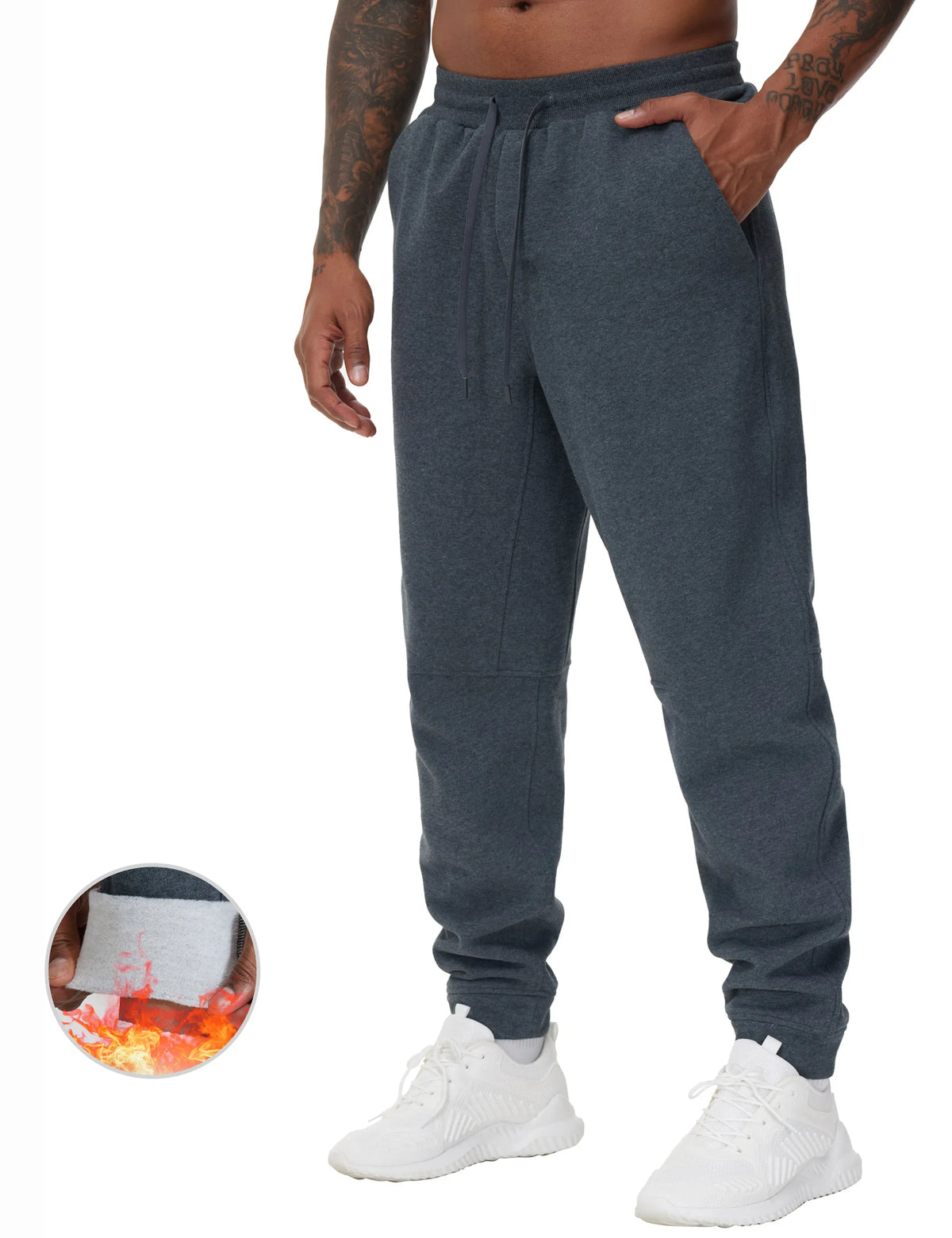 The Gym People Men's Fleece Workout Sweatpants Drawstring Joggers