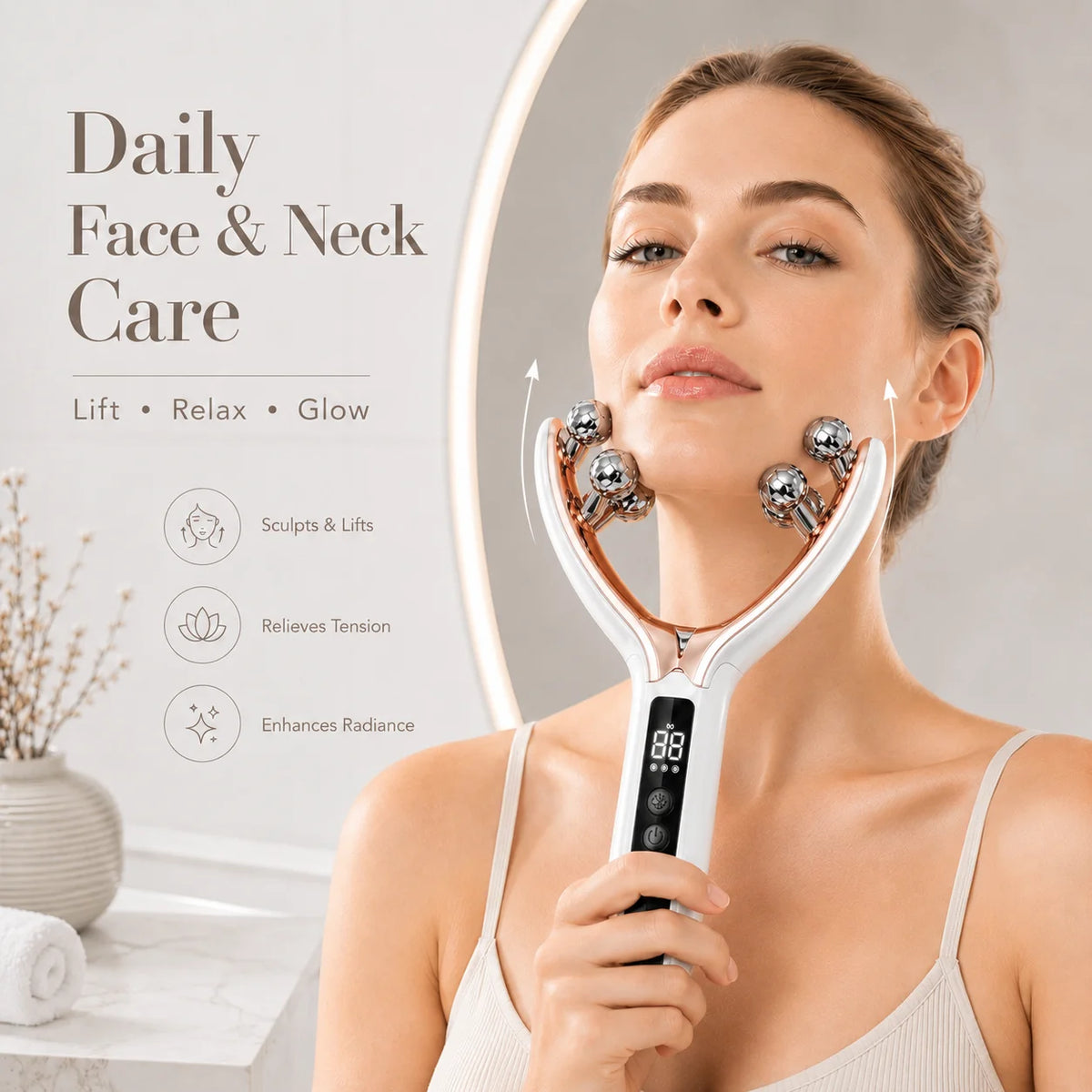 Electric Face And Neck Roller Massager For Daily Skincare Routine