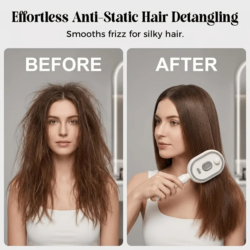 Electric Mist Hair Brush With Scalp Massager For Detangling