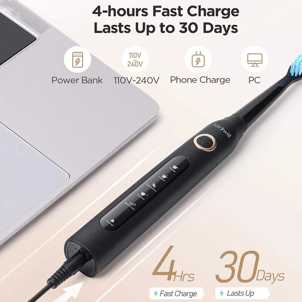 Fairywill Sonic Electric Toothbrush With Five Cleaning Modes And Timer