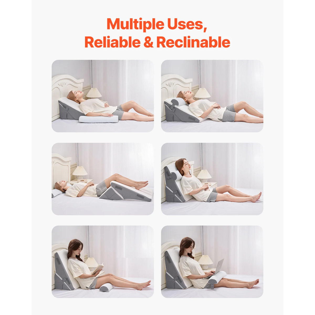 SucceBuy Adjustable Orthopedic Bed Wedge Pillow Set