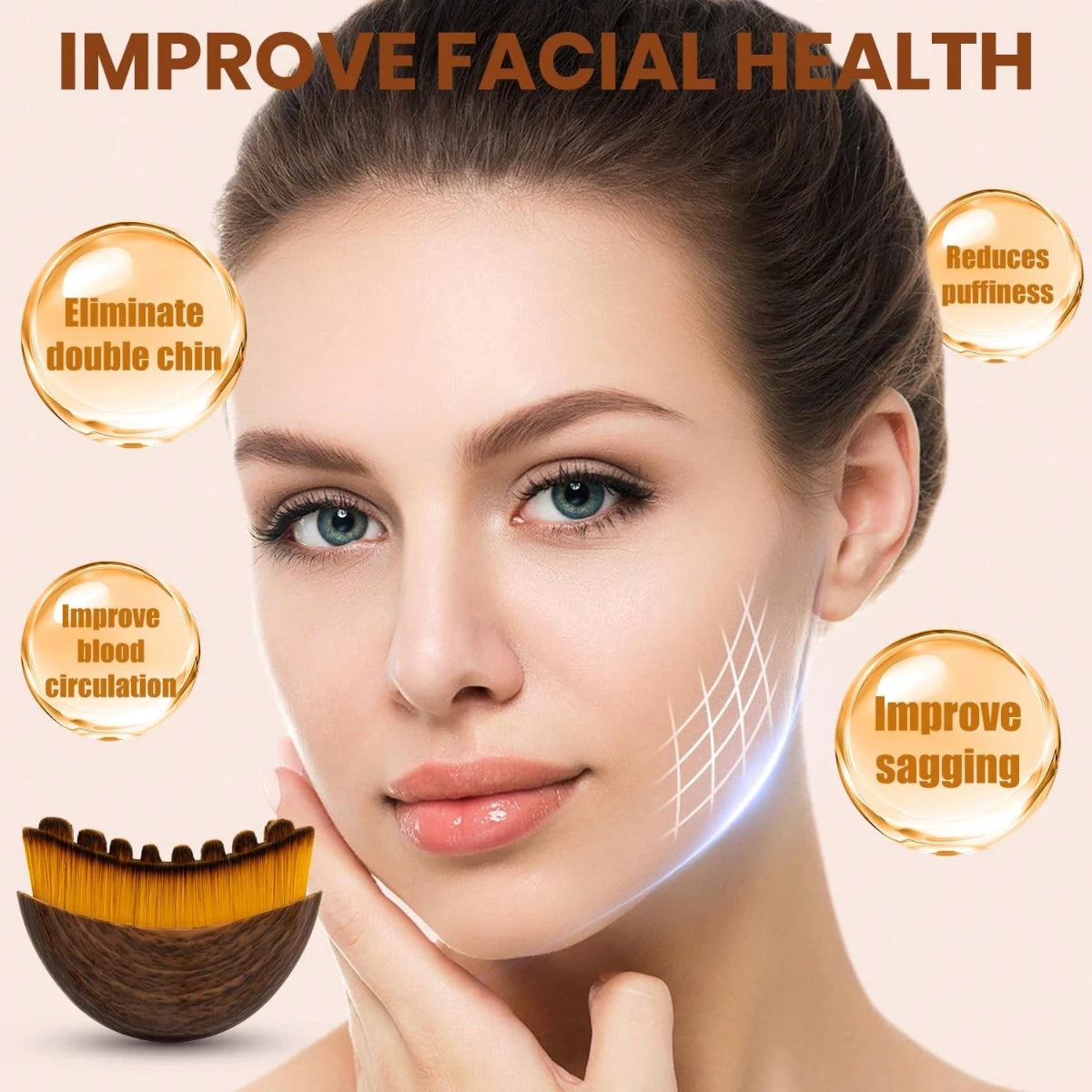Professional Lymphatic Face Sculpting Brush For Chin And Jawline
