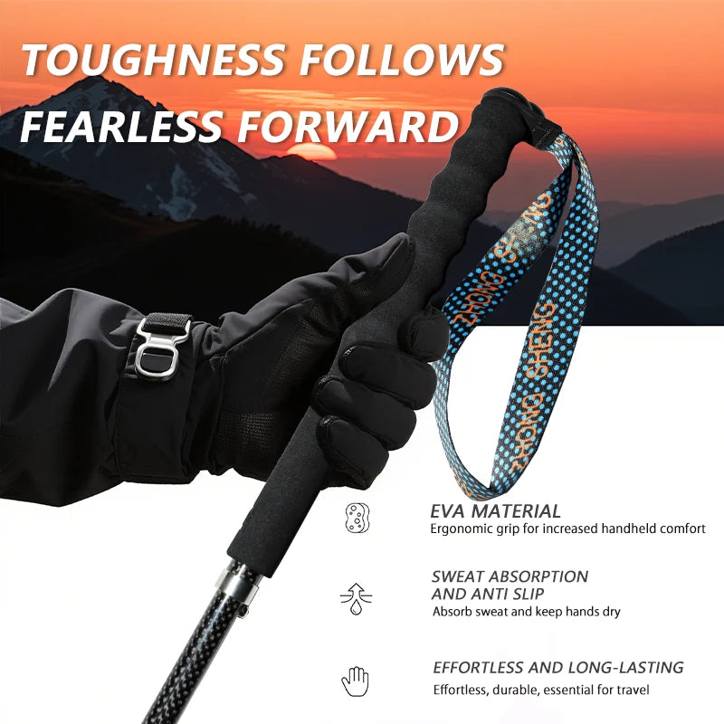 OKHEALING Lightweight Carbon Fiber Telescopic Trekking Poles
