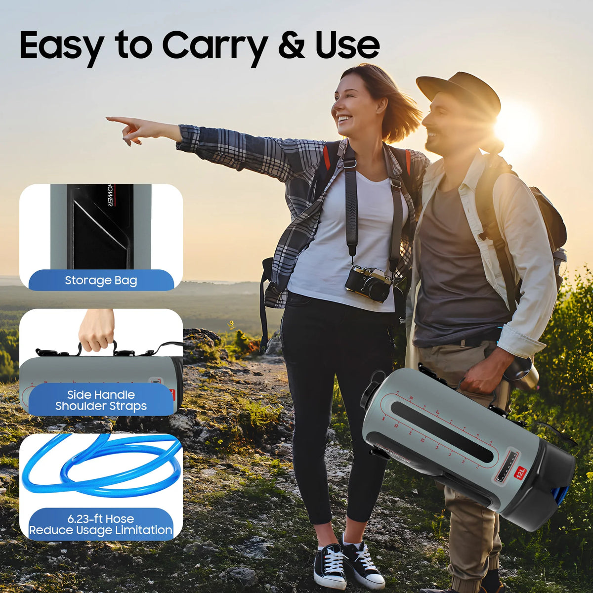 Bymaocar Portable Solar Shower Bag For Outdoor Camping Adventures