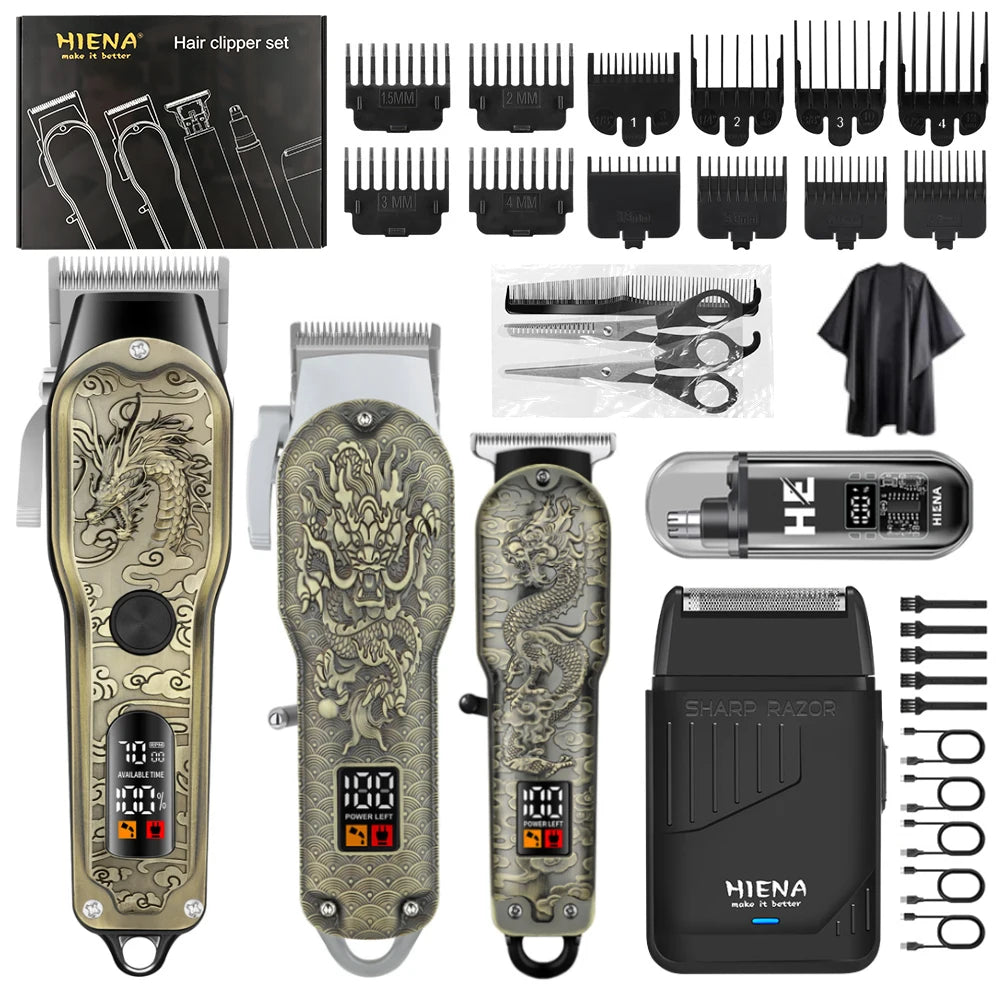 HIENA Cordless Hair Clippers With Led Display And Precision Trimmer