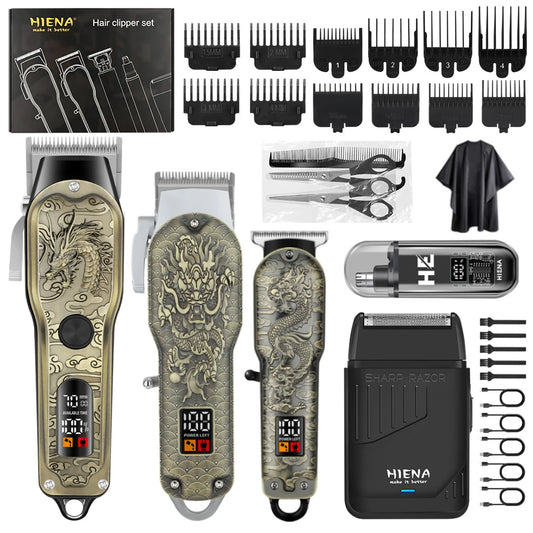 HIENA Cordless Hair Clippers With Led Display And Precision Trimmer