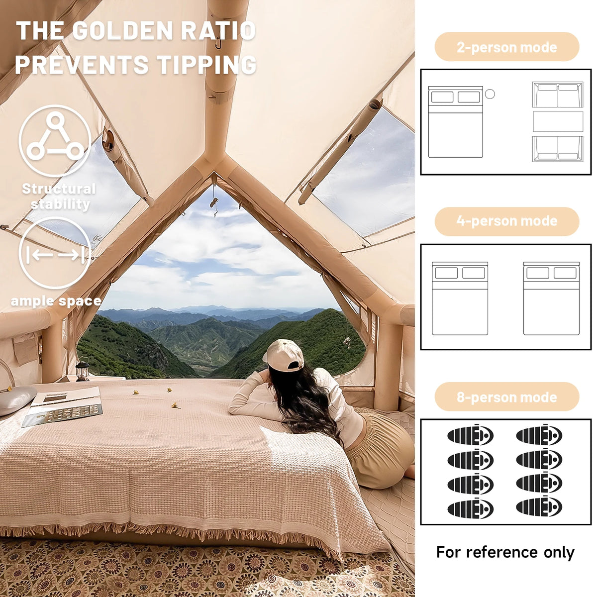 Pakicetus Inflatable Camping Tent With Skylight And Air Pump