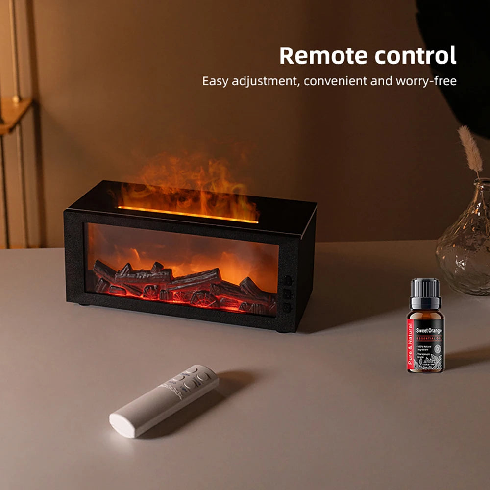 Flame Effect Humidifier With Remote And Timer For Home Decor