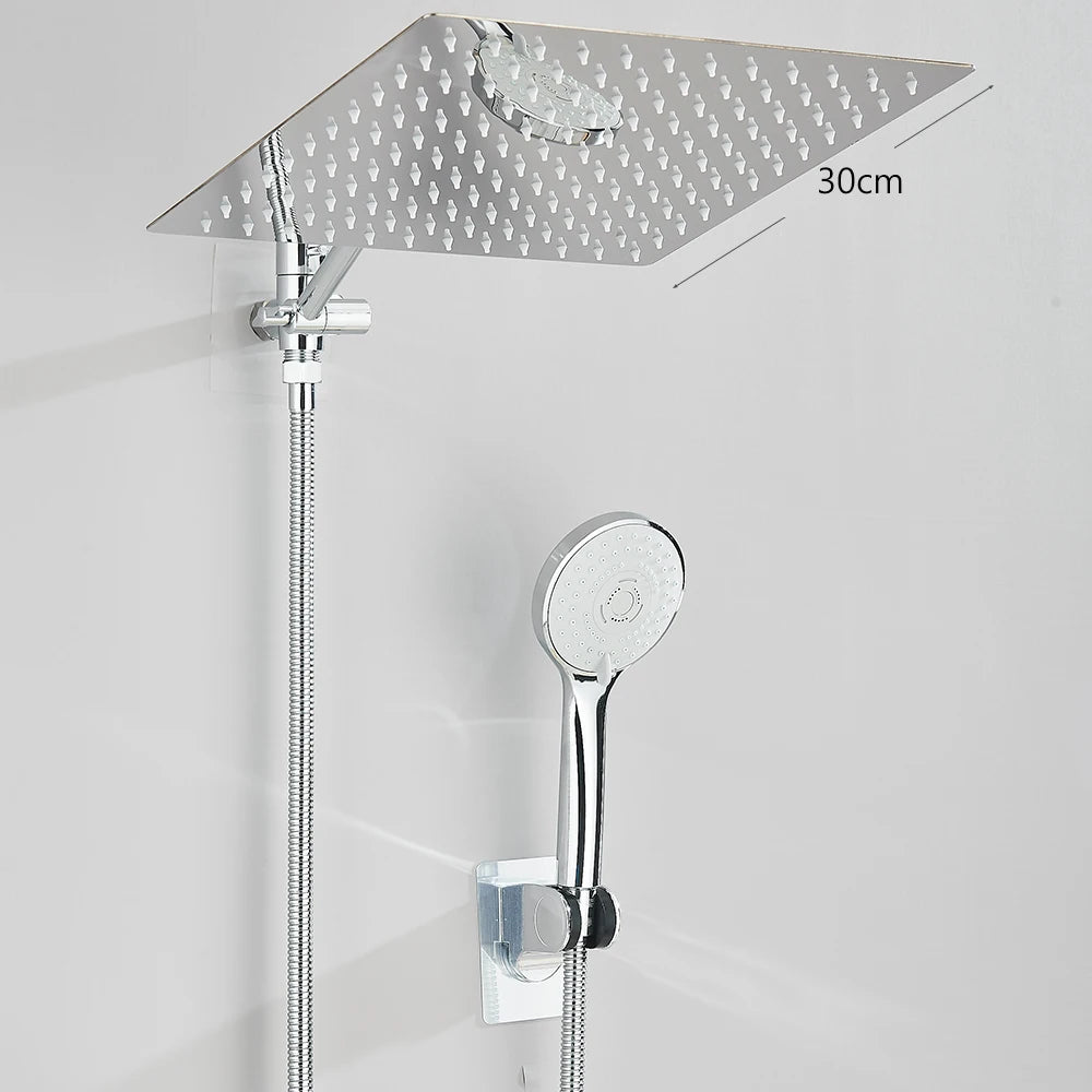 MYQualife 3Way Shower Kit Rainfall Head Wall Mount Handheld Set