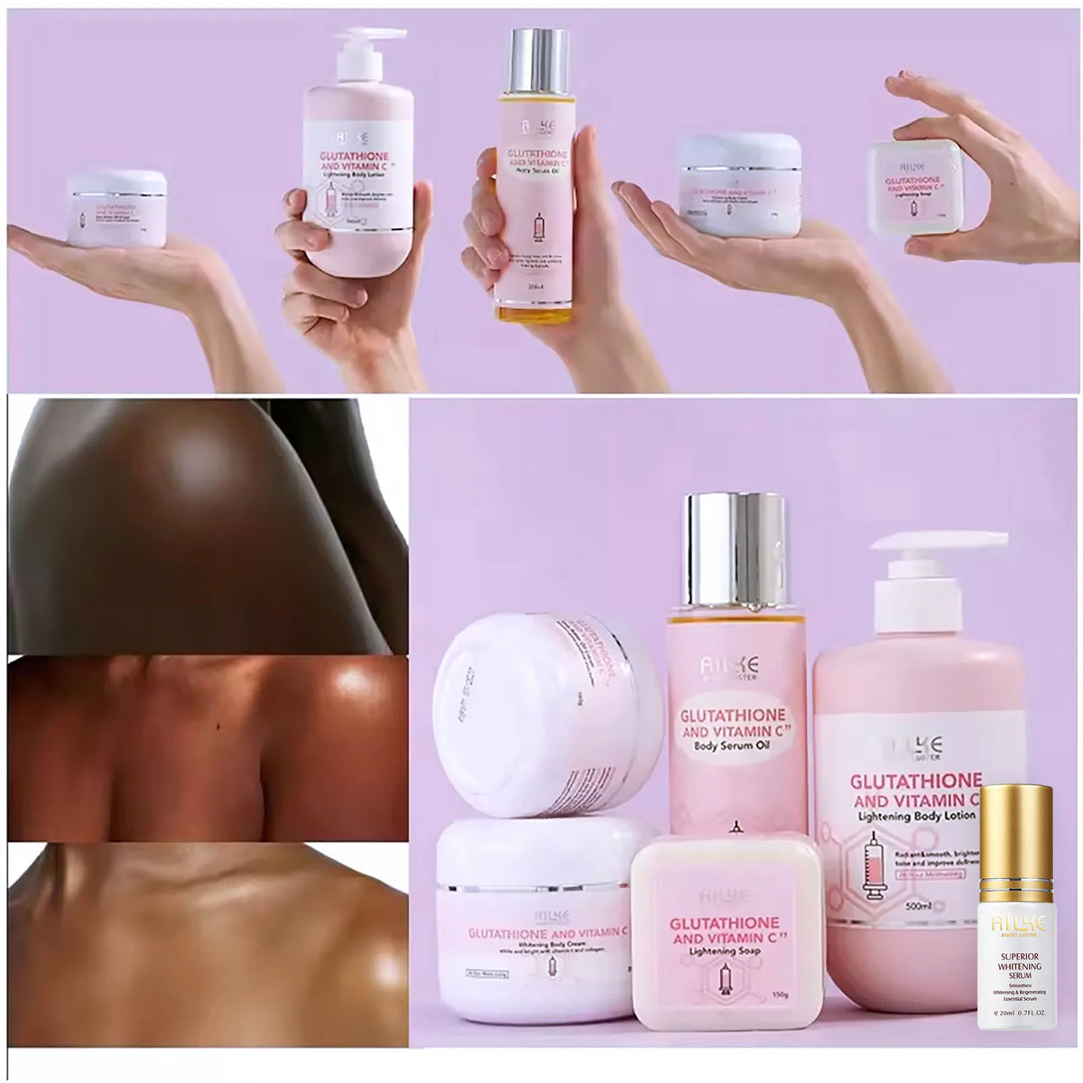 AILKE Vitamin C Glutathione Brightening Body Lotion Whitening Glowing Skin