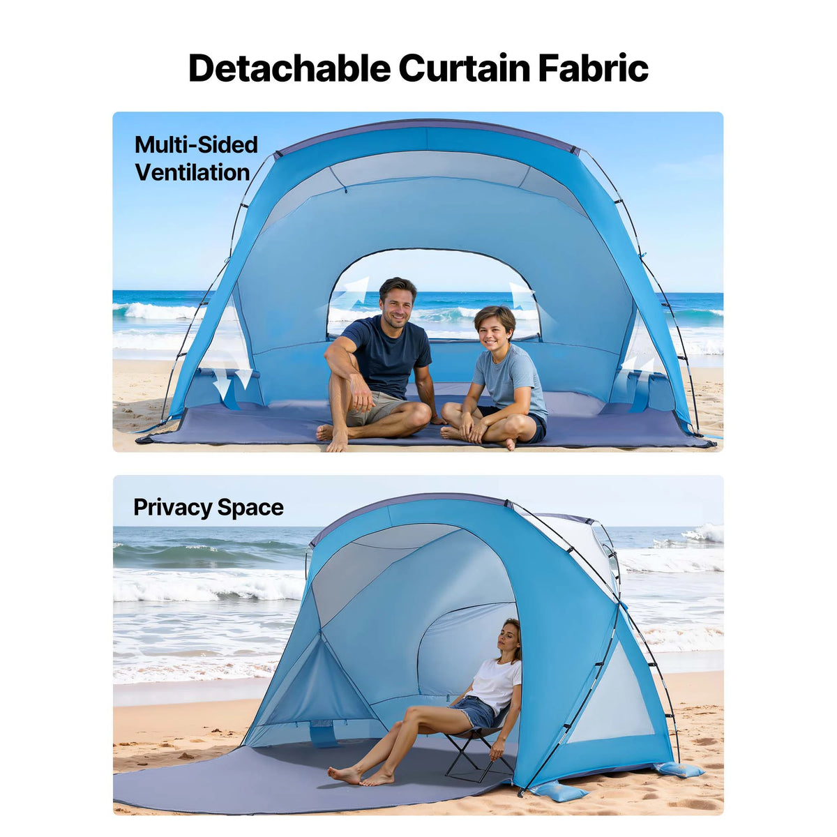 Vevor Portable Beach Sun Shelter Tent With UPF Protection