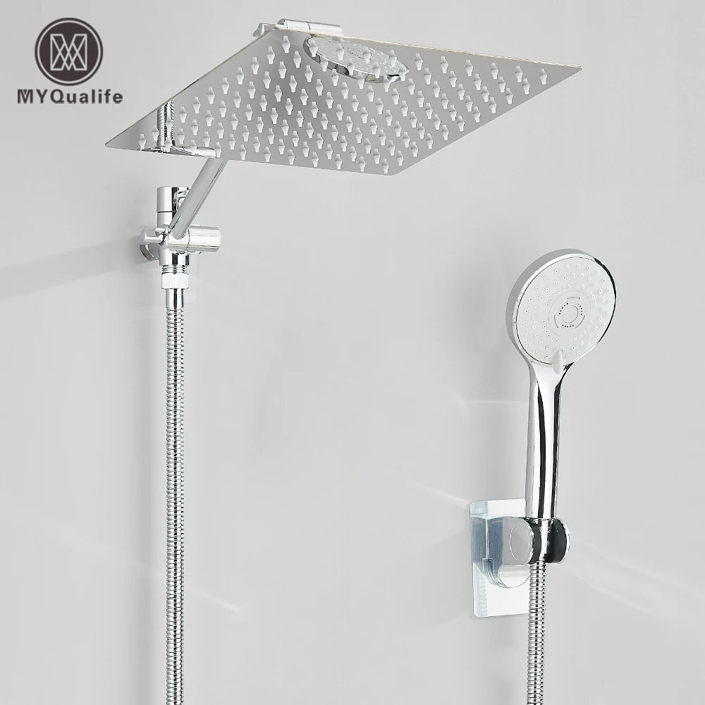 MYQualife 3Way Shower Kit Rainfall Head Wall Mount Handheld Set