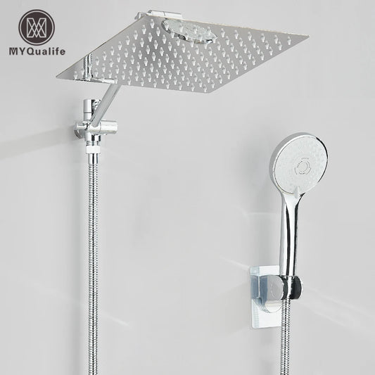MYQualife 3Way Shower Kit Rainfall Head Wall Mount Handheld Set