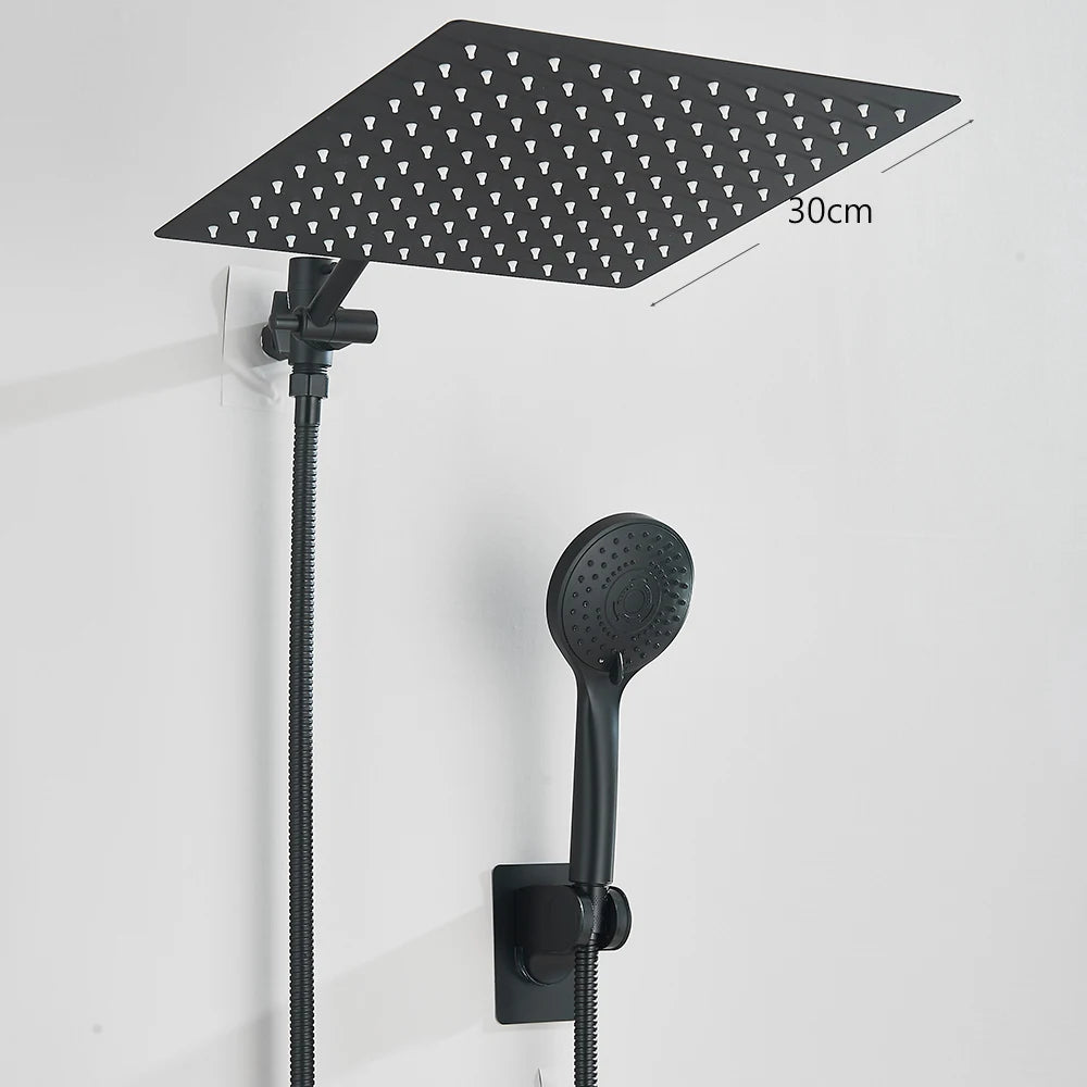 MYQualife 3Way Shower Kit Rainfall Head Wall Mount Handheld Set