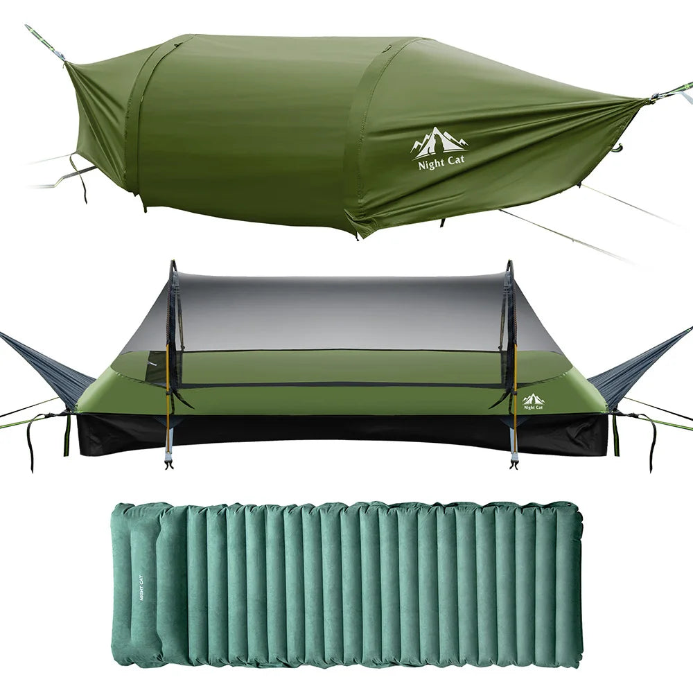 Night Cat Flat Lay Camping Hammock With Mosquito Net