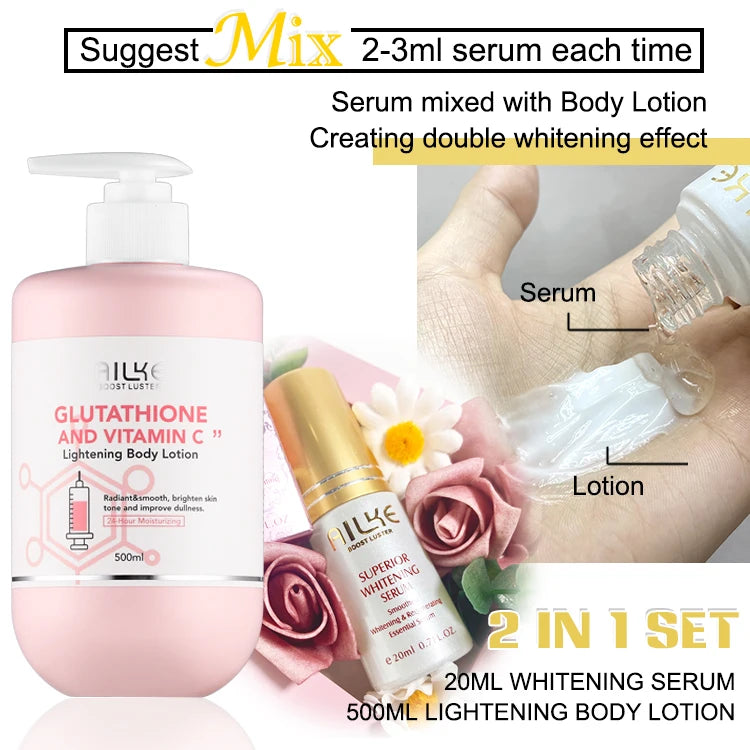 AILKE Vitamin C Glutathione Brightening Body Lotion Whitening Glowing Skin