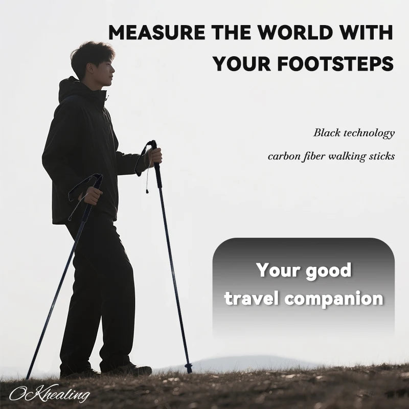OKHEALING Carbon Fiber Trekking Poles With Antishock Eva Handles