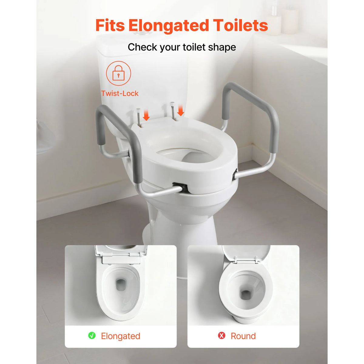 SucceBuy Raised Toilet Seat Riser With Padded Support Handles