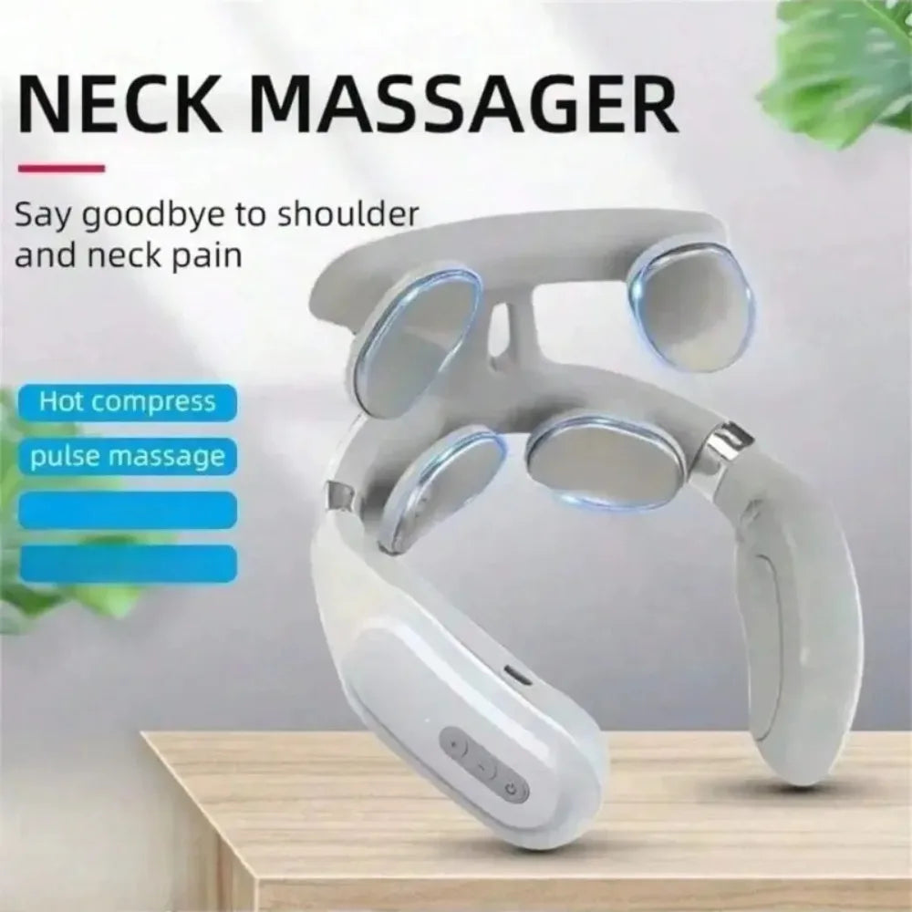 Lism Adjustable Quad Head Heating Neck Massager With Usb