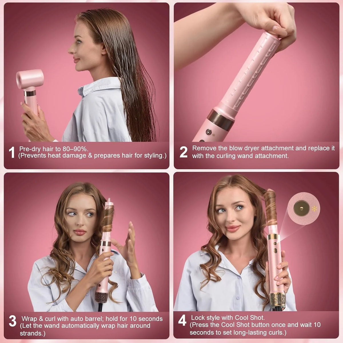 Mythsight 6-In-1 Auto-Wrap Hot Air Hair Styler Brush