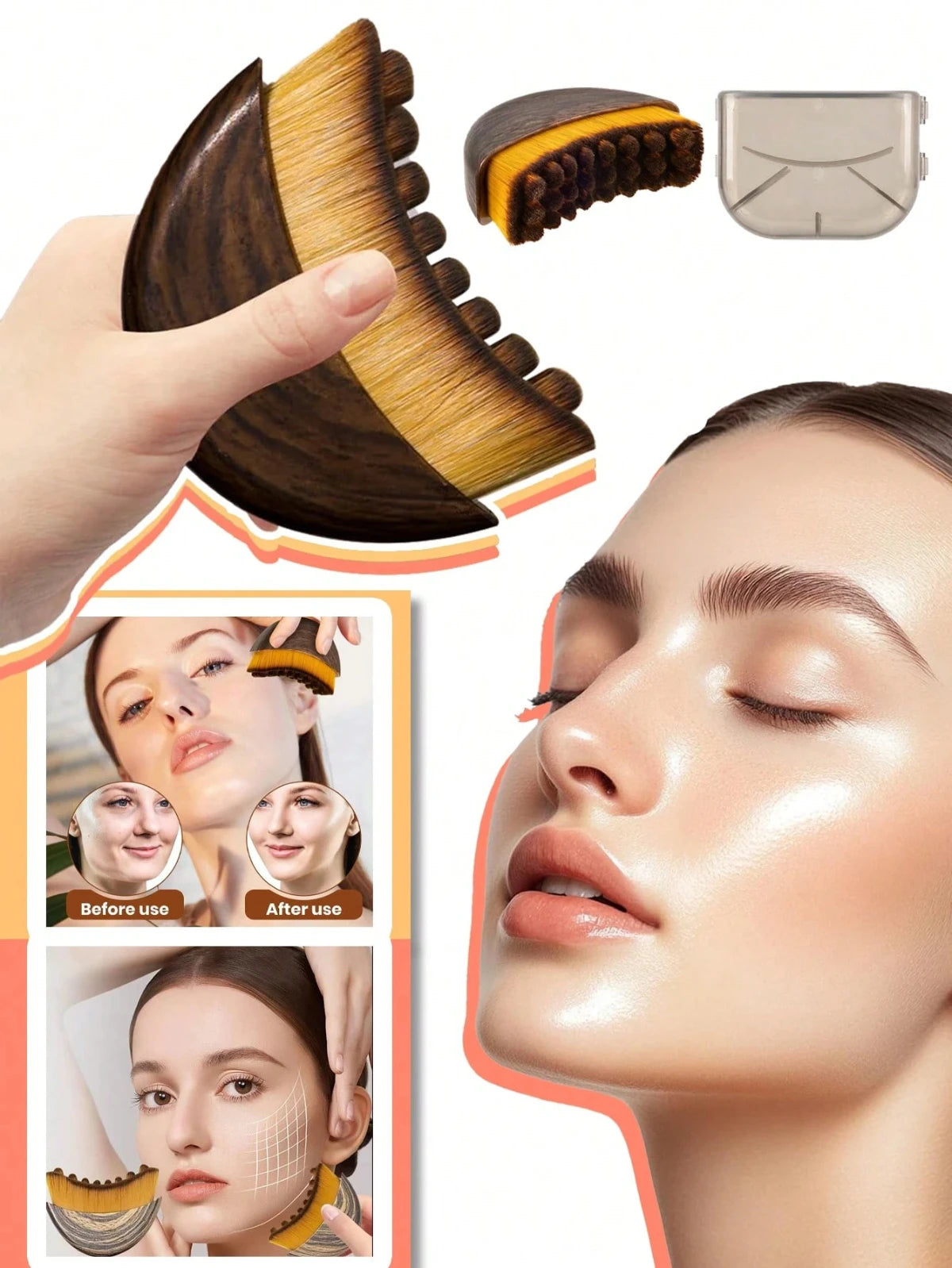 Professional Lymphatic Face Sculpting Brush For Chin And Jawline