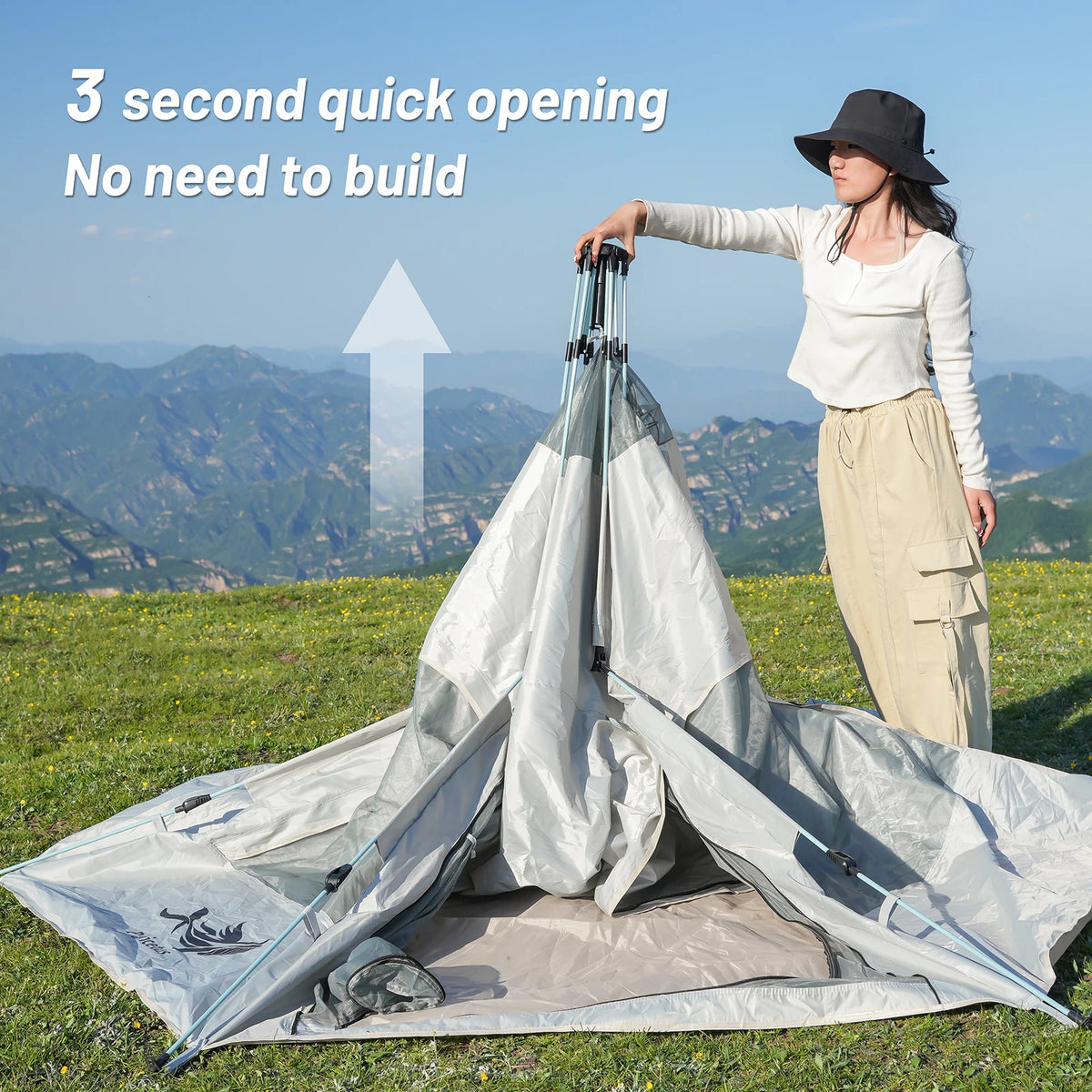Pakicetus Automatic Hexagonal Camping Tent With Ventilated Mesh Walls