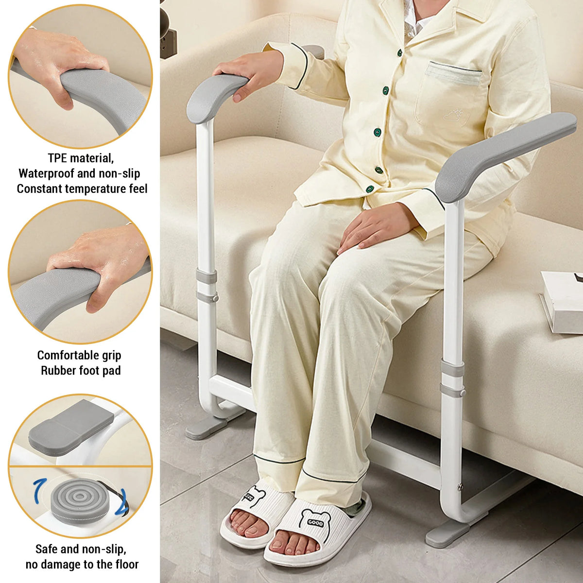 Height Adjustable Toilet Safety Frame With Padded Handles
