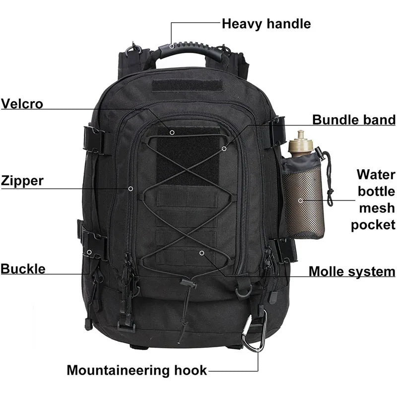 LQARMY Military Tactical Nylon Backpack Molle Hiking Rucksack