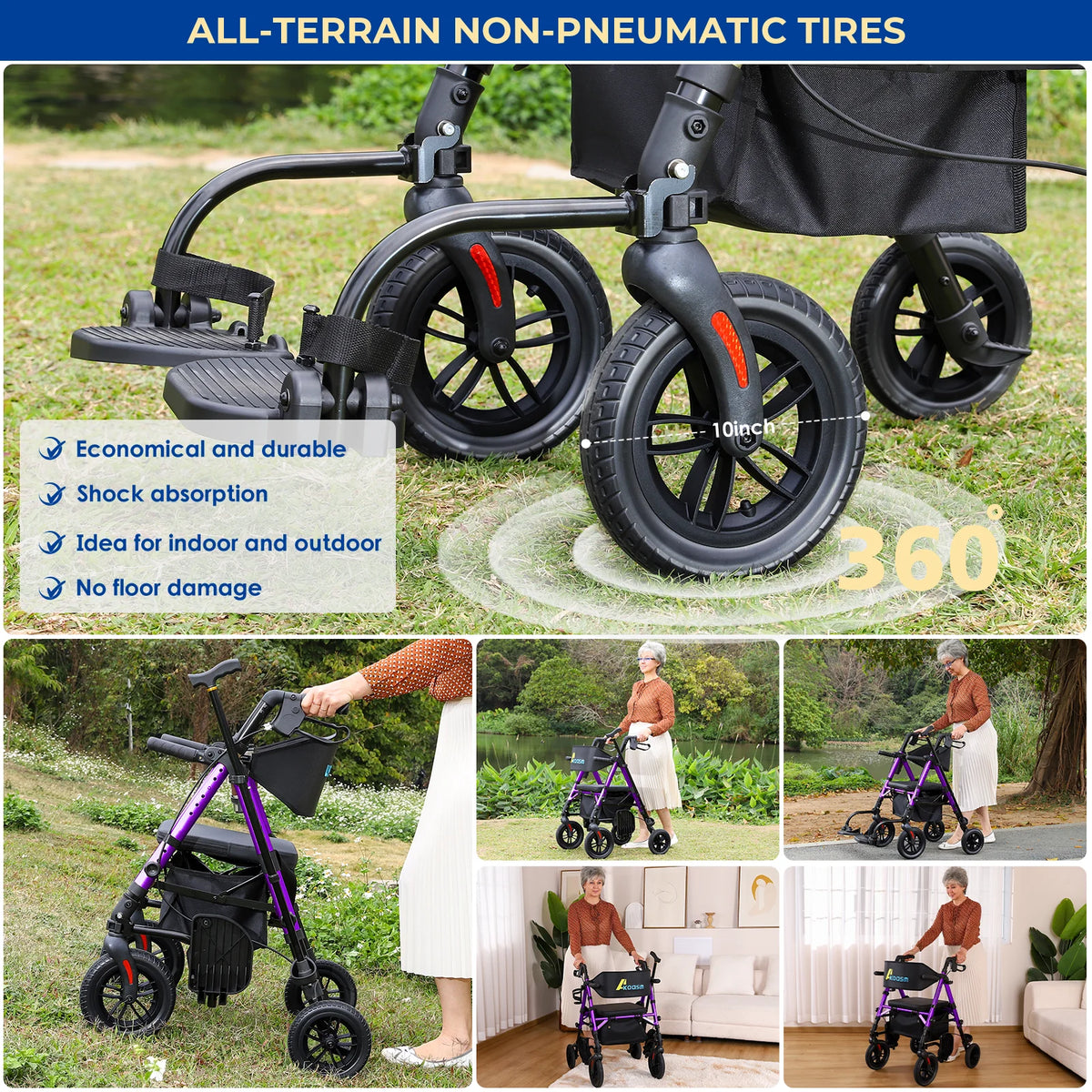 Adjustable Two In One Walker Wheelchair With Safety Brakes