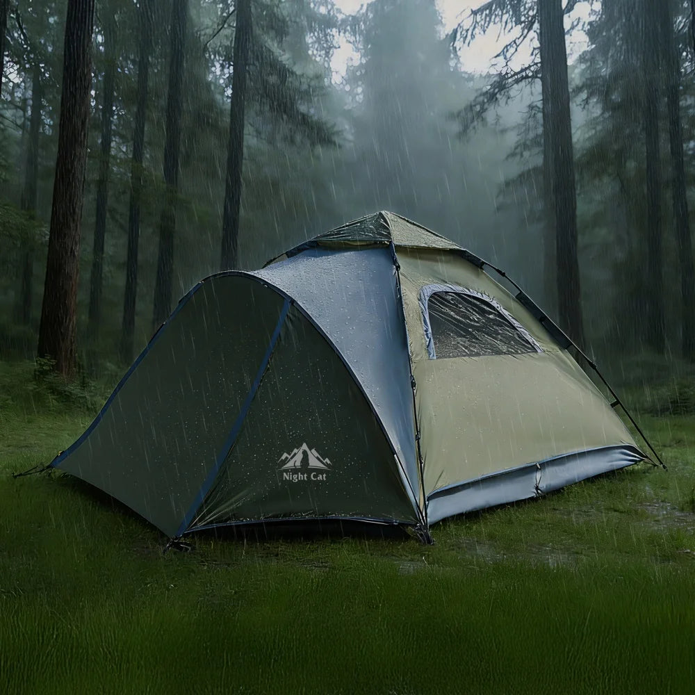 Night Cat Automatic Double Layer Waterproof Pop Up Camping Tent