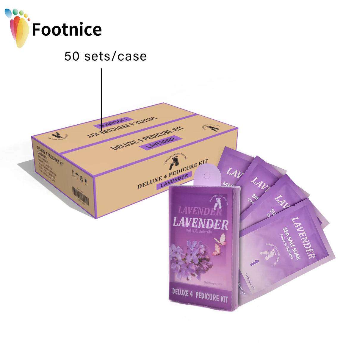 Deluxe Four Step Spa Pedicure Kit Featuring Herbal Foot Treatments