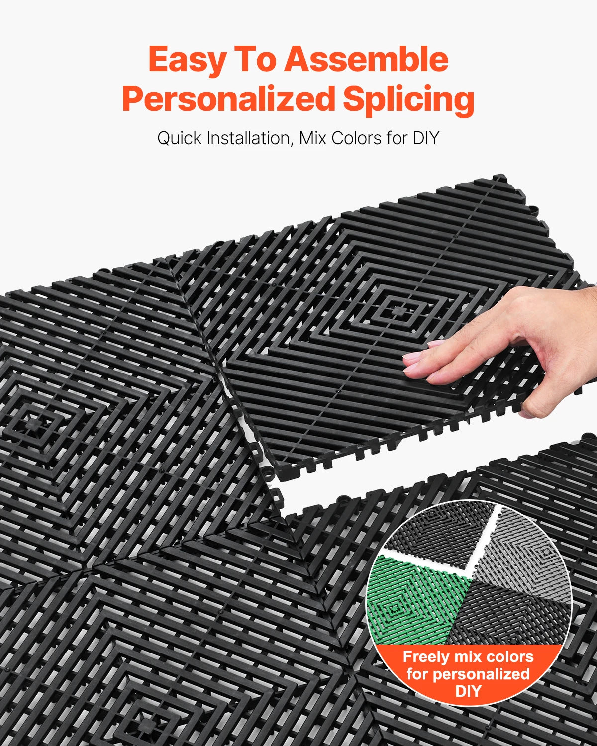 SucceBuy Interlocking Non-Slip Drainage Floor Tiles for Shower
