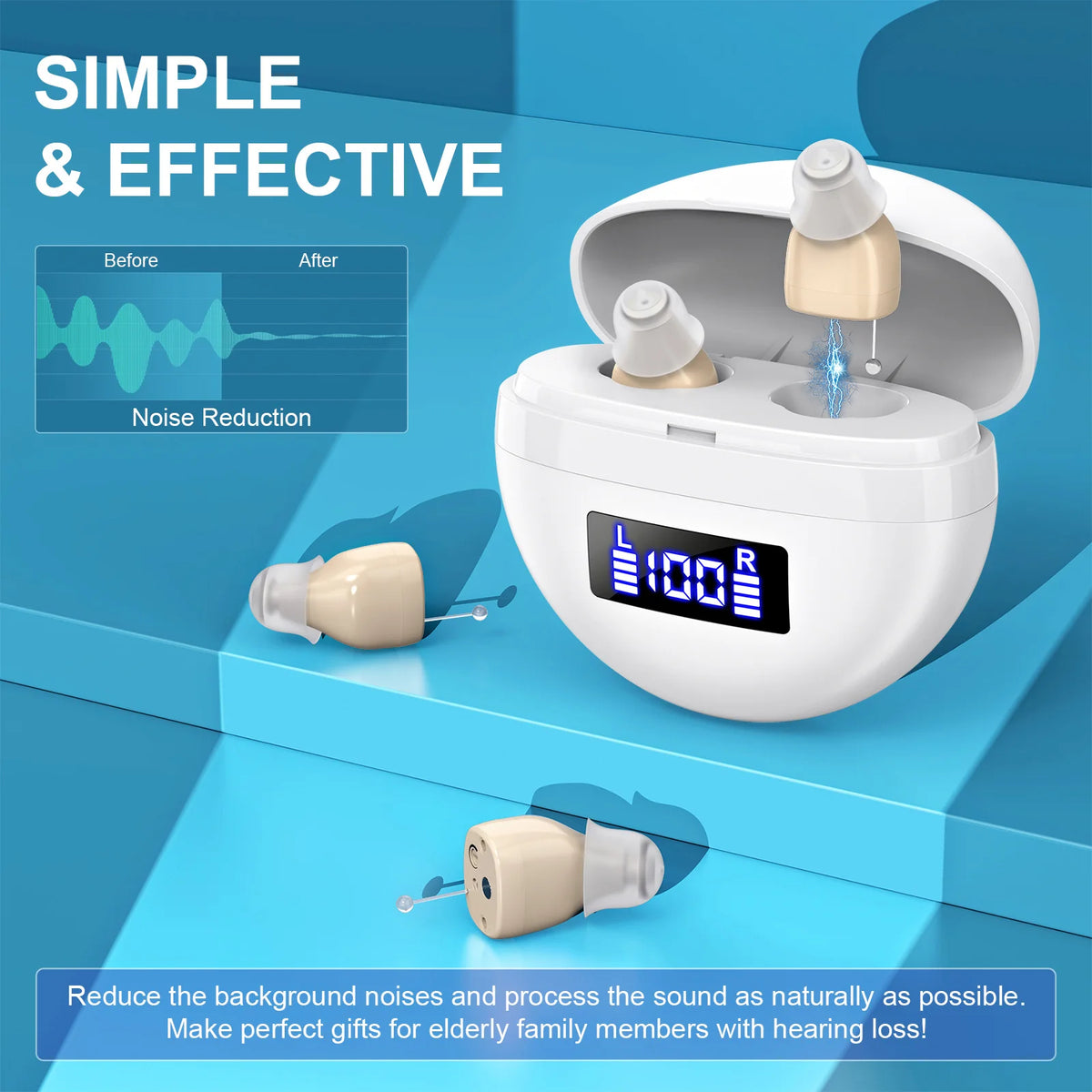 K&F Coptee Mini Rechargeable Hearing Aid Adjustable Volume Control