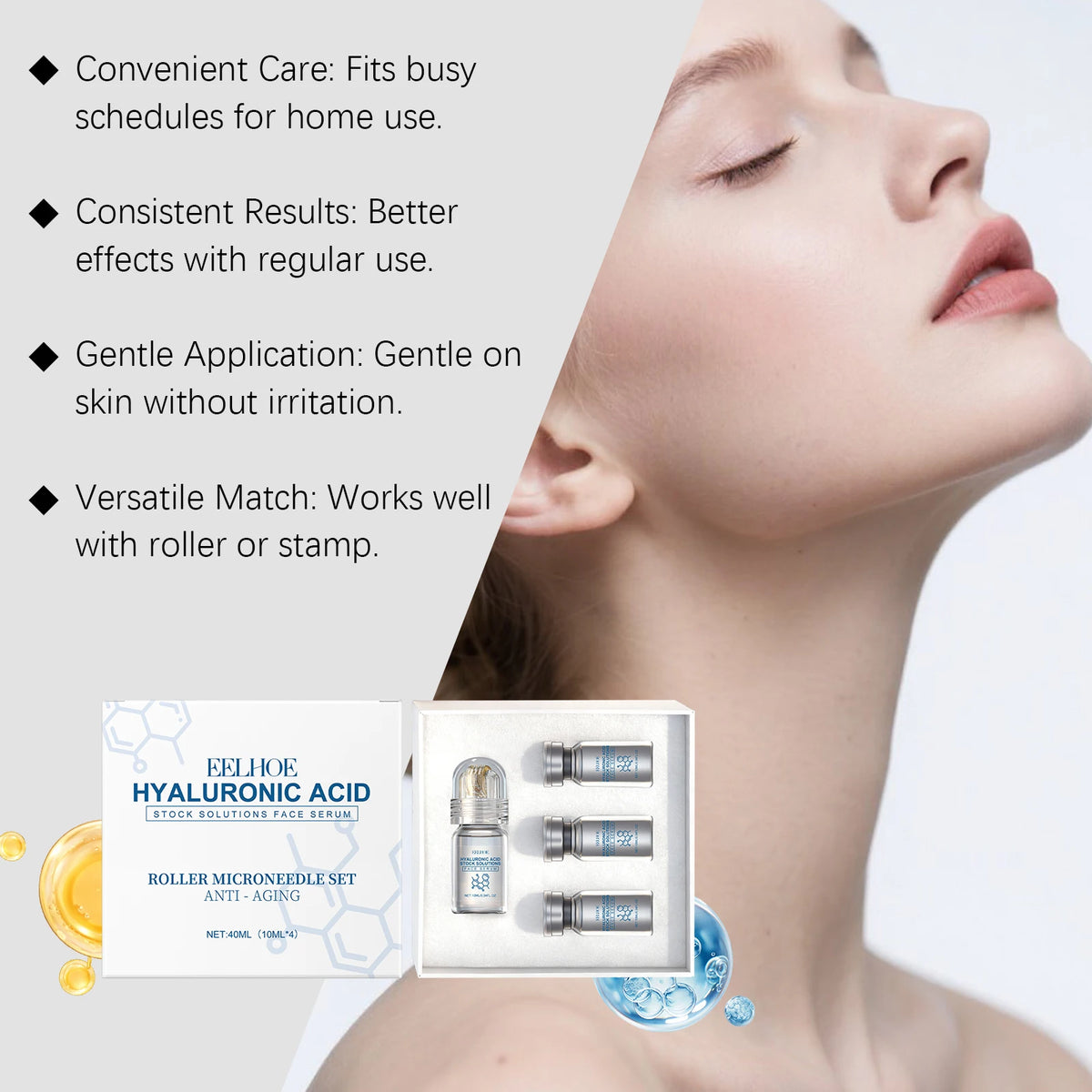 Eelhoe Hyaluronic Acid Roller Microneedle Anti Wrinkle Serum