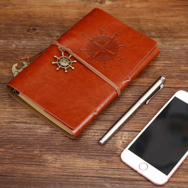 Vintage PU Leather Spiral Journal With Replaceable Pages