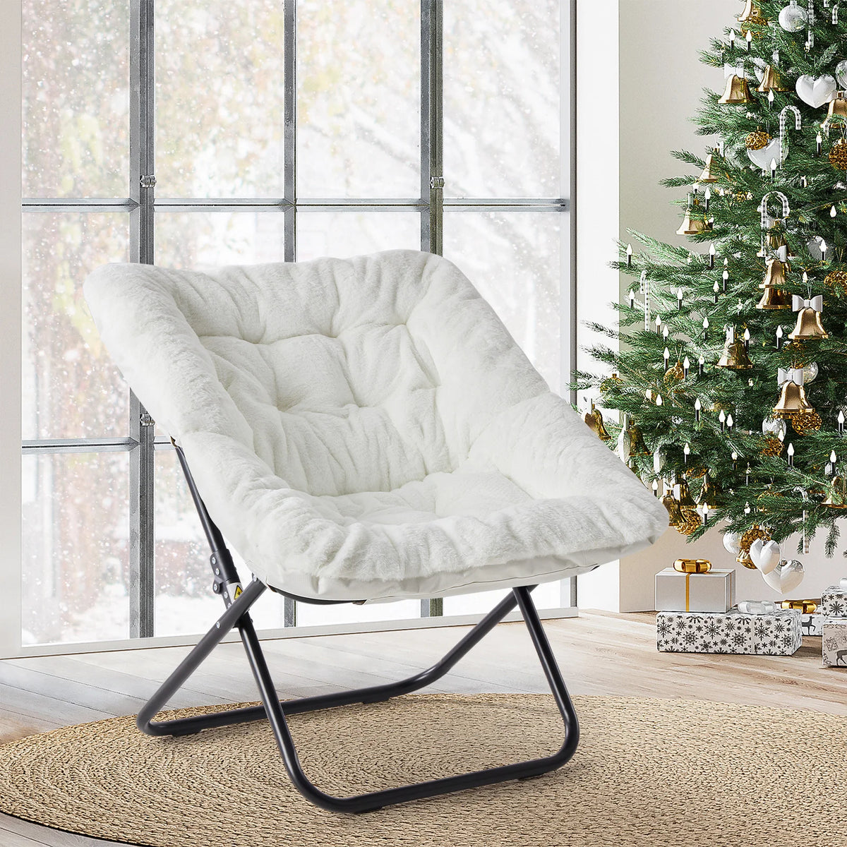 JHK Modern Saucer Chair With Metal Frame And Foldable Design