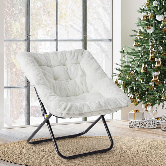 JHK Modern Saucer Chair With Metal Frame And Foldable Design
