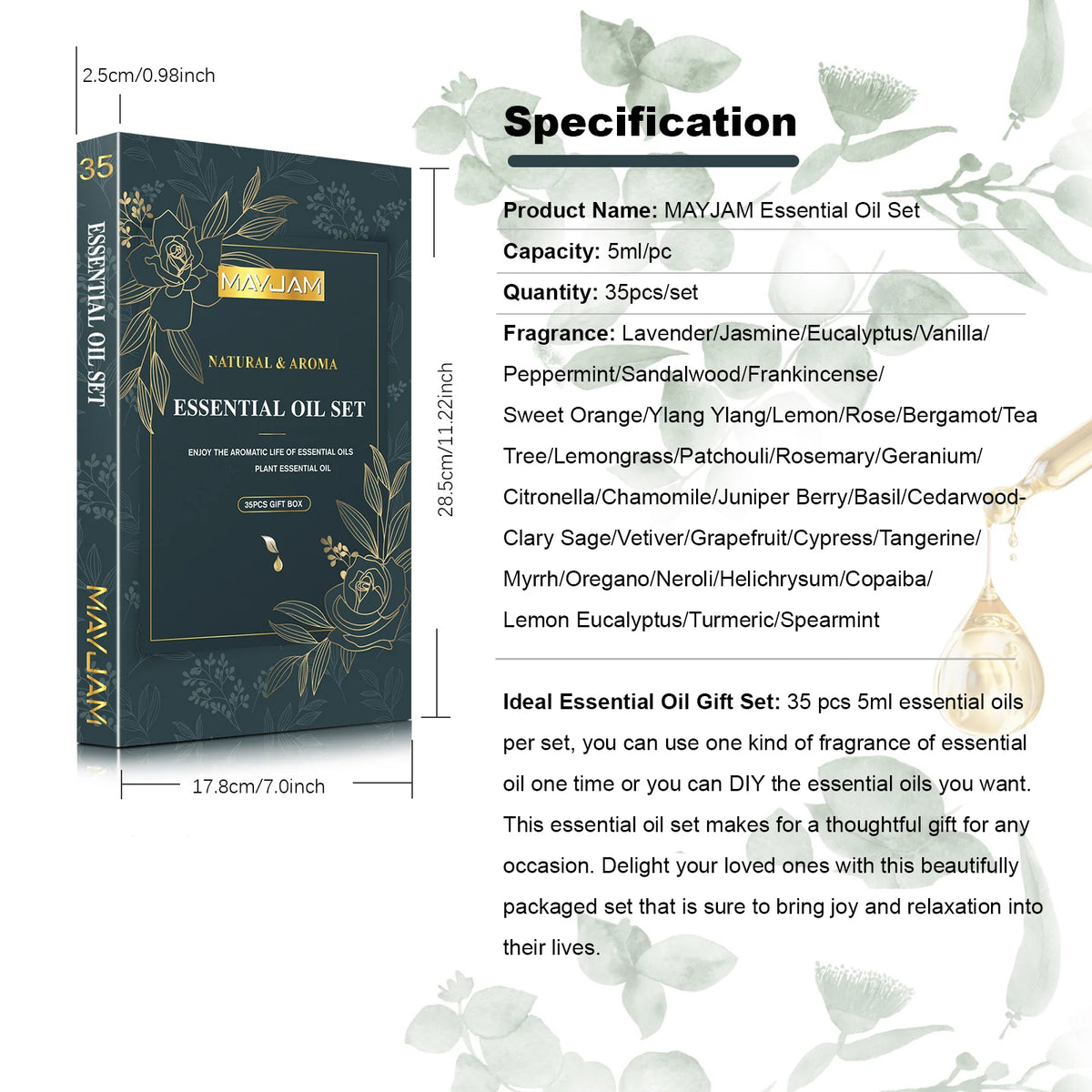MAYJAM Premium Essential Oil Aromatherapy Gift Set For Home